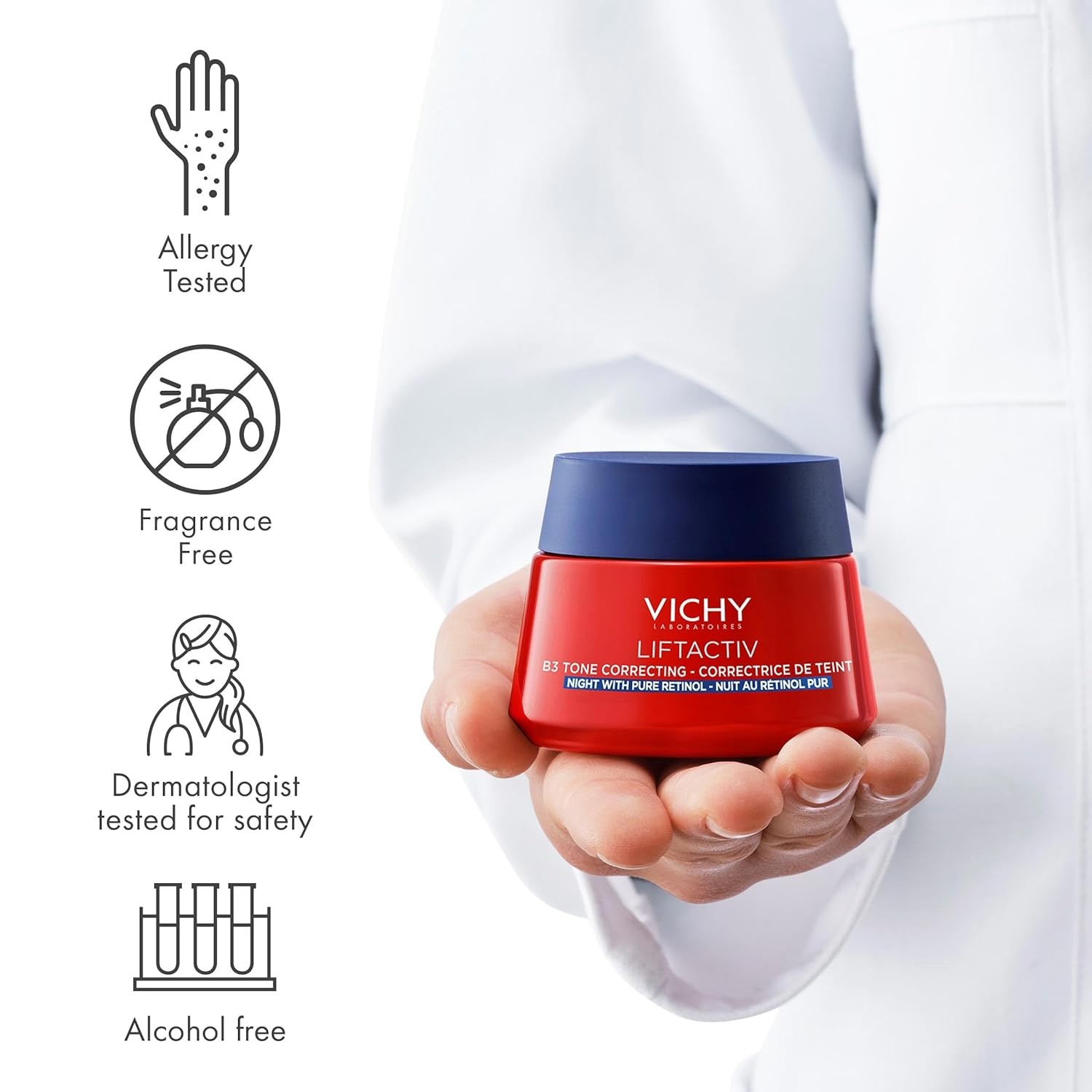 image:imageVICHY Liftactiv B3 Tone Correcting Night Cream 4 Niacinamide 015 Pure Retinol Anti Aging Face Cream Evens Skin Tone Fade Dark Spots amp Smooth Wrinkles Formula Minimizes Risk Of Irritation