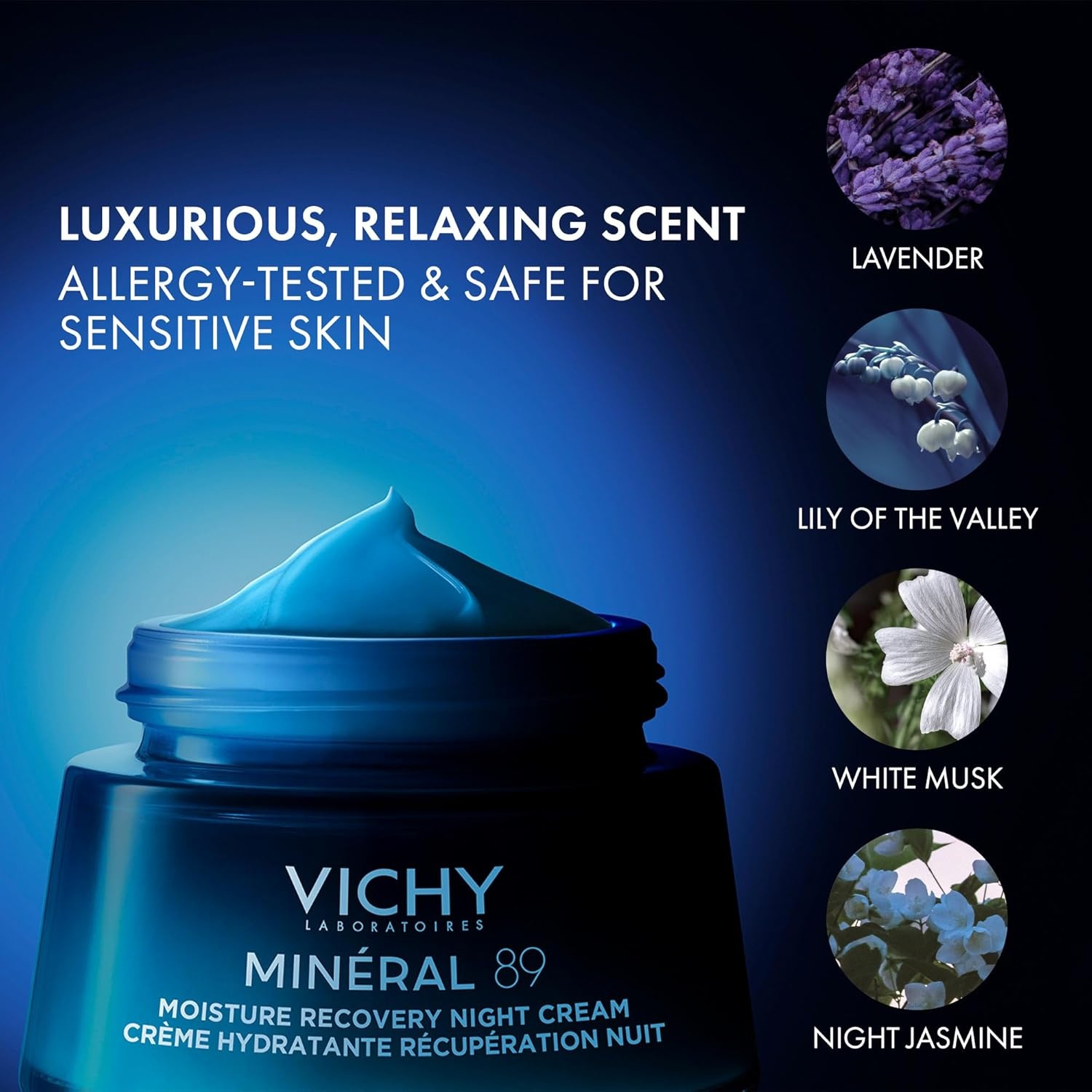 image:imageVICHY Minral 89 Moisture Recovery Night Cream Face Moisturizer with Hylauronic Acid Melatonin amp Minerals for Skin Barrier Repair Plumps Skin NonGreasy 50ml