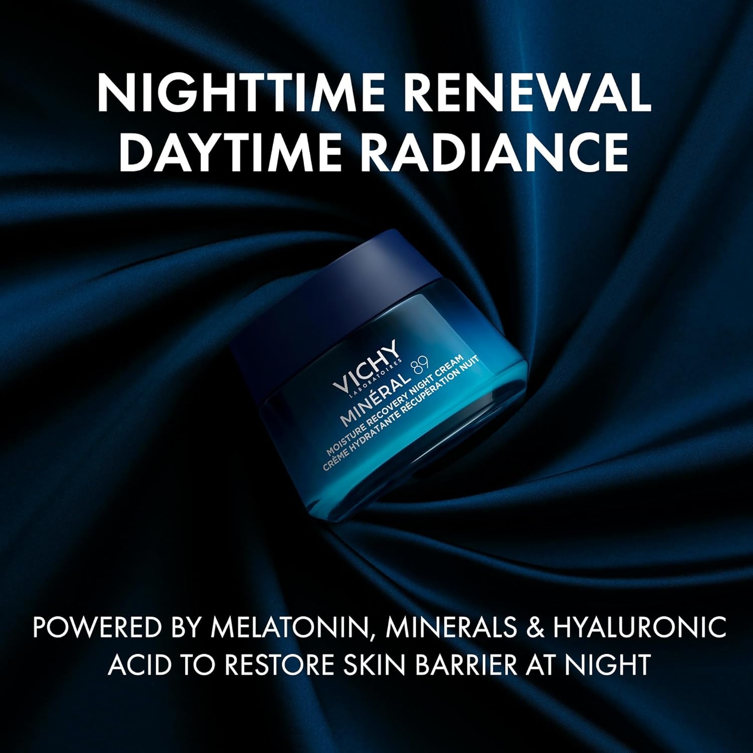 image:imageVICHY Minral 89 Moisture Recovery Night Cream Face Moisturizer with Hylauronic Acid Melatonin amp Minerals for Skin Barrier Repair Plumps Skin NonGreasy 50ml