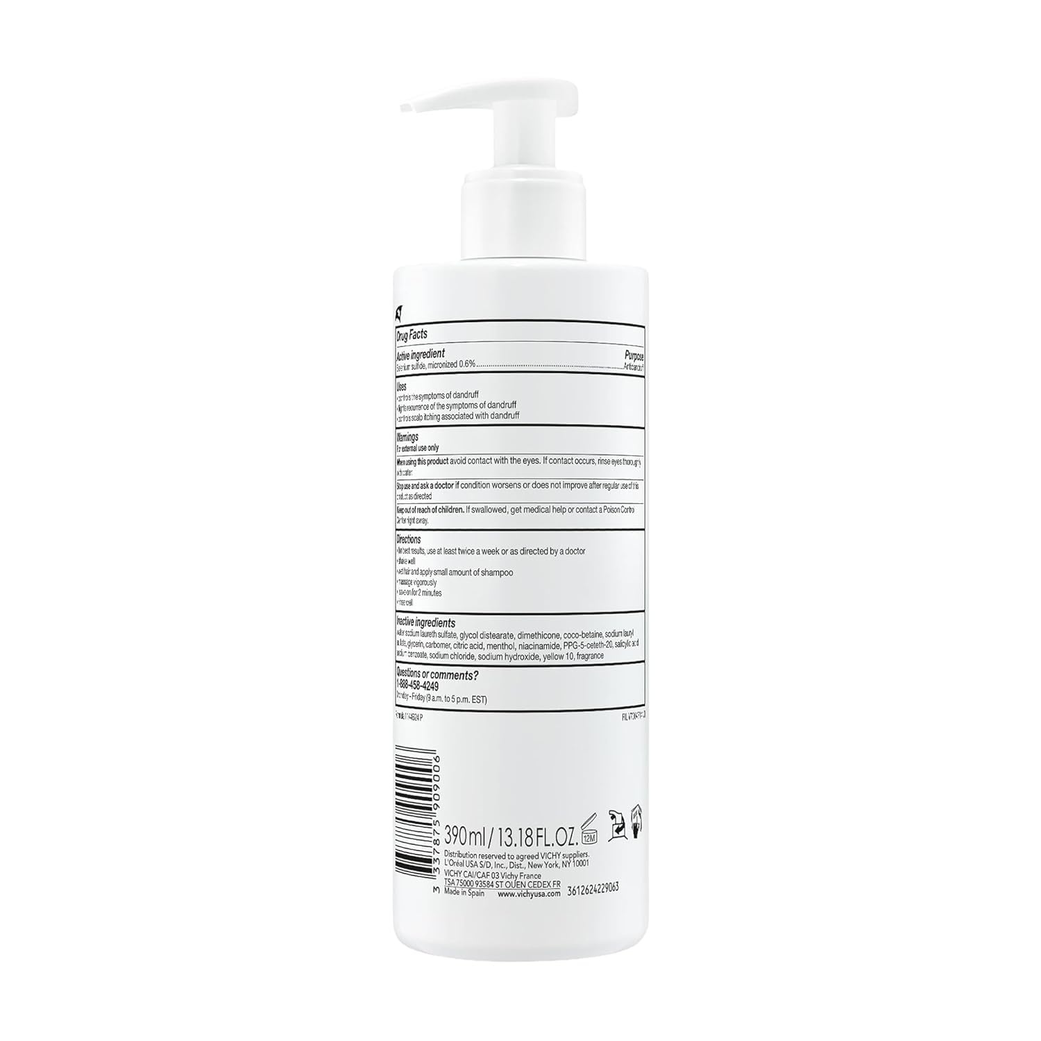 image:imageVichy Dercos Dandruff Shampoo Antifungal Itchy Scalp Treatment for Men amp Women Clinical Strength Selenium Sulfide Formulated with Niacinamide amp Salicylic Acid Color Safe Dermatologist Recommended138 Fl Oz Pack of 1