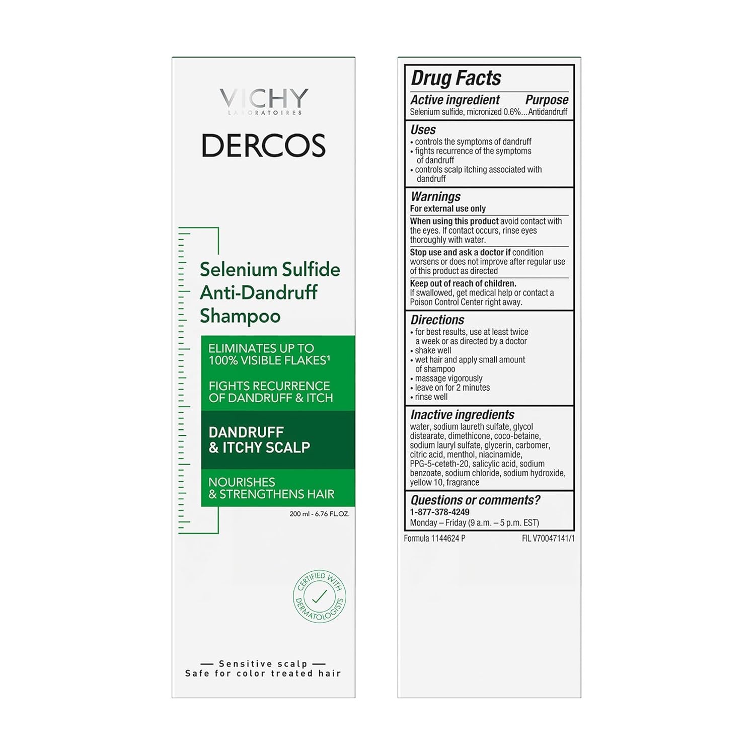 image:imageVichy Dercos Dandruff Shampoo Antifungal Itchy Scalp Treatment for Men amp Women Clinical Strength Selenium Sulfide Formulated with Niacinamide amp Salicylic Acid Color Safe Dermatologist Recommended676 Fl Oz Pack of 1