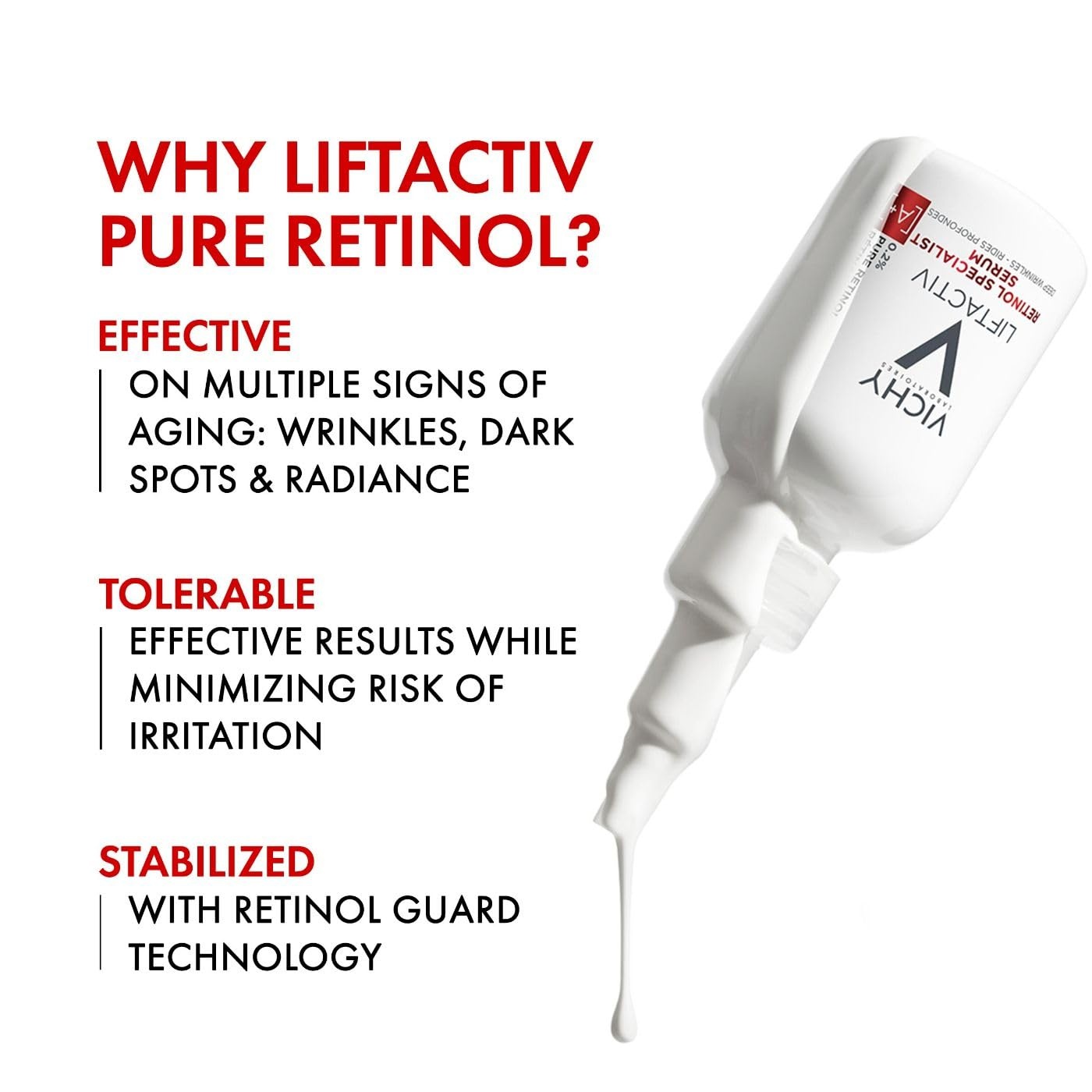 image:imageVichy LiftActiv Pure Retinol Serum for Face AntiAging Face Serum for Wrinkles amp Fine Lines 2 Retinol Peptides Resurfaces Skin Sexture To Smooth amp Firm Skin 1 Fl Oz