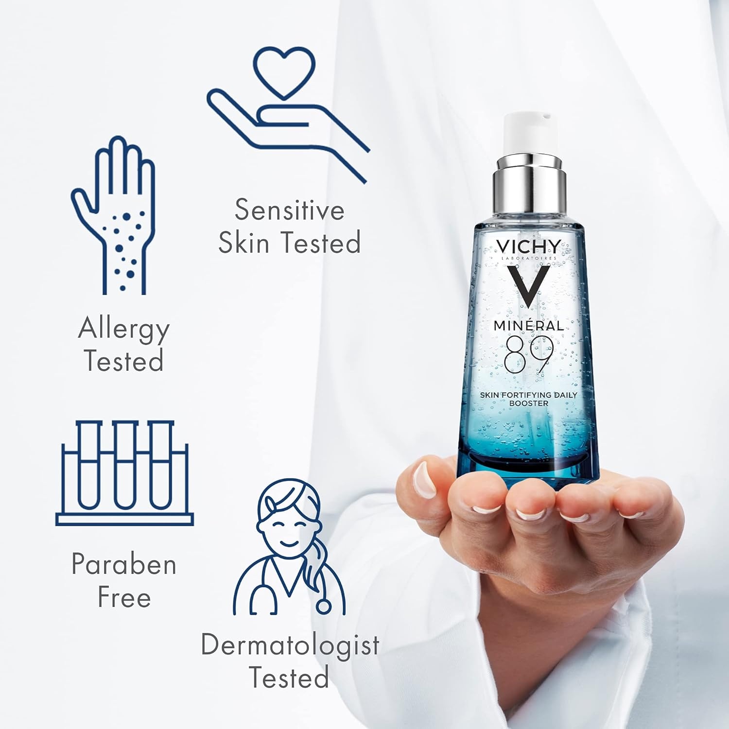 image:imageVichy Mineral 89 Booster Pure Hyaluronic Acid Serum for Face with Polyglutamic Acid for Skin Barrier Repair Plumps amp Hydrates Lightweight Hydrating Serum OilFree NonSticky17 Fl Oz Pack of 2