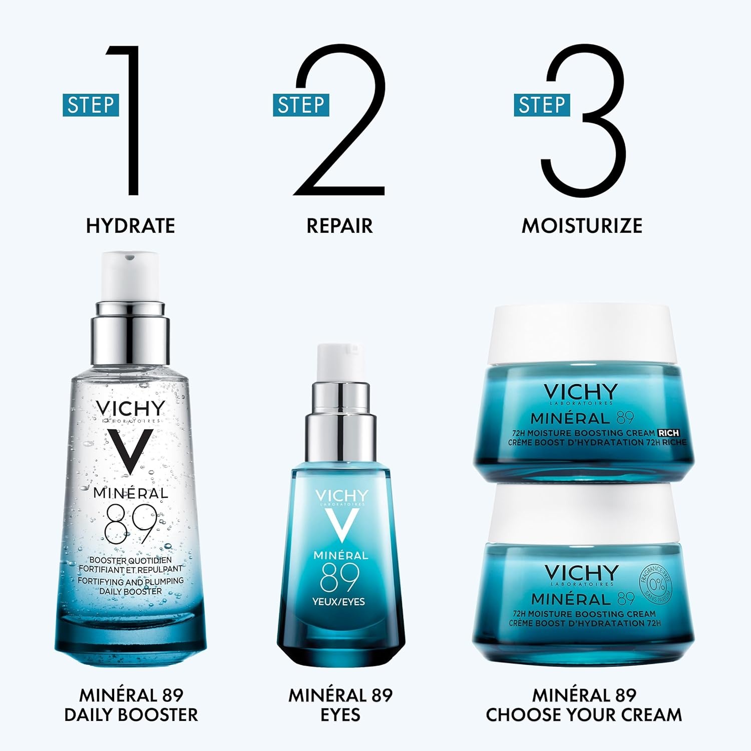 image:imageVichy Mineral 89 Booster Pure Hyaluronic Acid Serum for Face with Polyglutamic Acid for Skin Barrier Repair Plumps amp Hydrates Lightweight Hydrating Serum OilFree NonSticky17 Fl Oz Pack of 2
