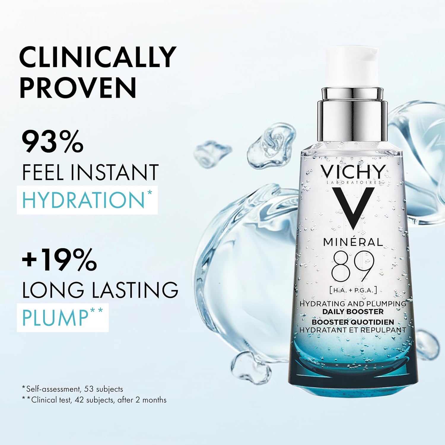 image:imageVichy Mineral 89 Booster Pure Hyaluronic Acid Serum for Face with Polyglutamic Acid for Skin Barrier Repair Plumps amp Hydrates Lightweight Hydrating Serum OilFree NonSticky1 Ounce Pack of 1