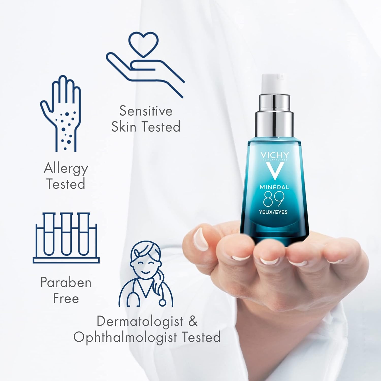 image:imageVichy Mineral 89 Eye Serum Hyaluronic Acid and Caffeine Cream Under Eye Cream For Dark Circles Hydrating amp Puffiness Reducer Opthalmologist TestedCaffeine Eye Serum