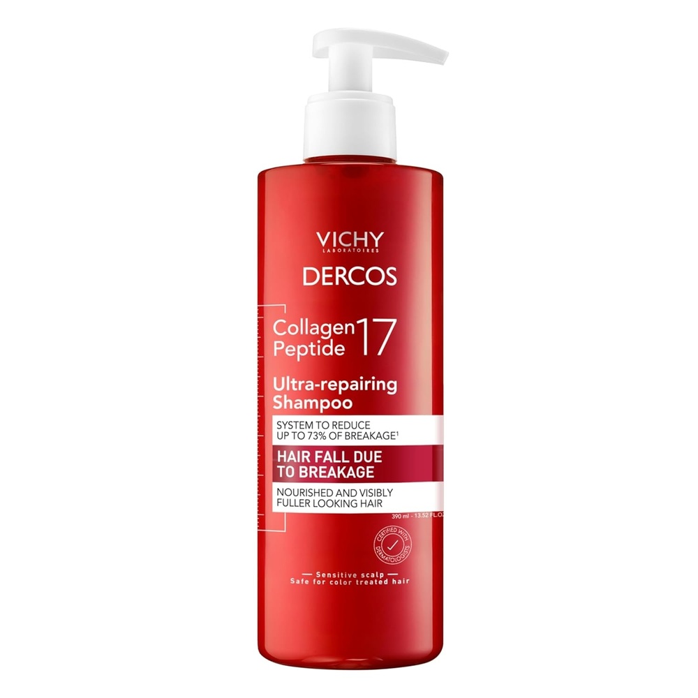 image:imageVICHY Dercos Collagen Peptide 17 UltraRepairing Shampoo Anti Hair Fall amp Bond Repair for Damaged Weak Hair Strengthens Reduces Breakage Boosts Volume1352 Fl Oz Pack of 1