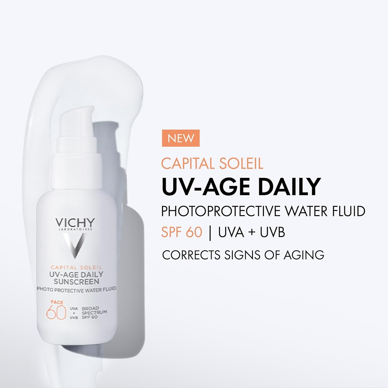 image:imageVichy Capital Soleil UVAge Daily SPF 60 Anti Aging Sunscreen for Face SPF 60 Hyaluronic Acid Peptides Vitamin C Broad Spectrum Invisible SPF Protection No White Cast SunscreenUV Age Daily SPF 60