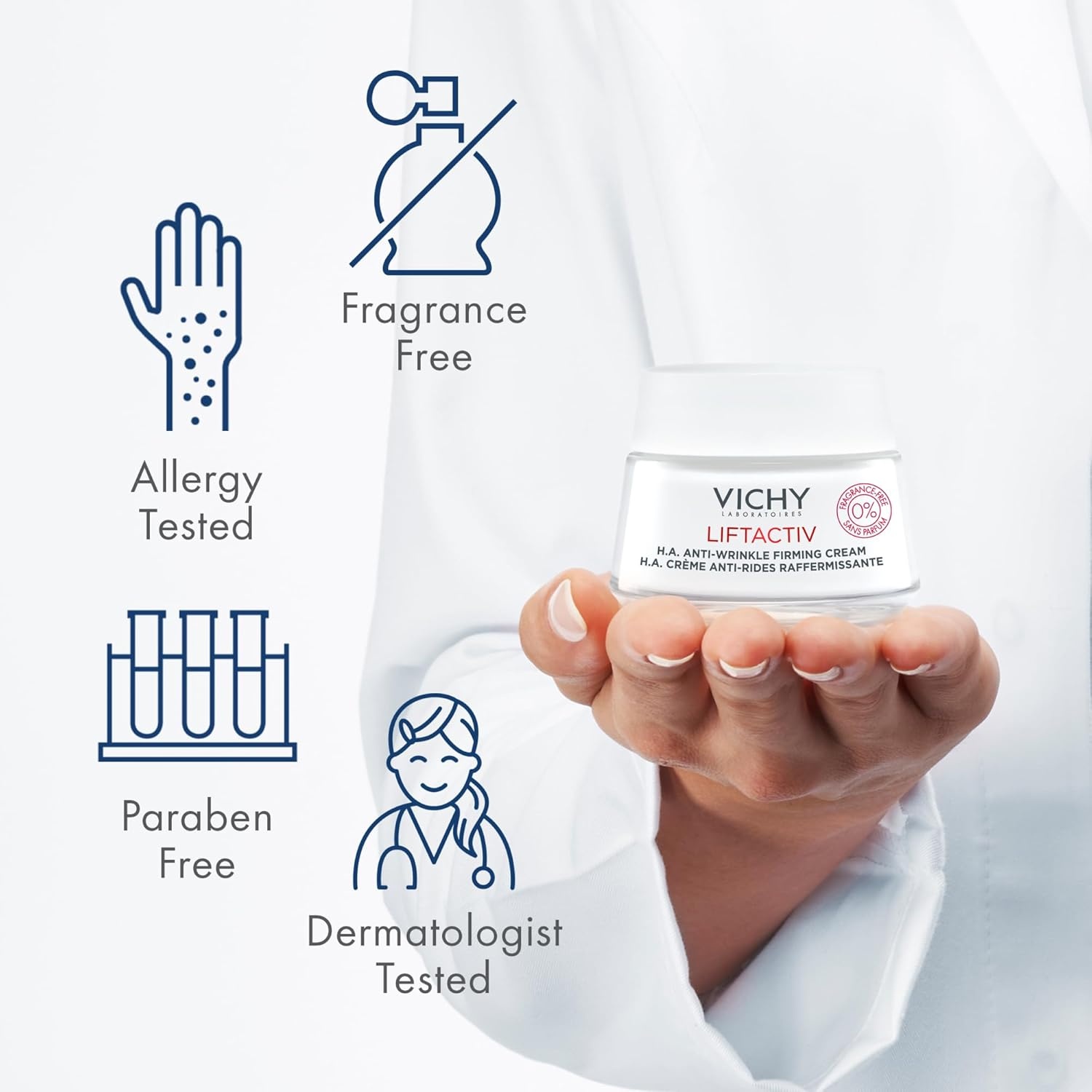image:imageVichy LiftActiv HA AntiWrinkle Firming Cream Anti Aging Face Cream With Vitamin C amp Hyaluronic Acid Smoothing amp Firming For Wrinkles Visibly Plumps Skin amp Improves RadianceFragrance Free