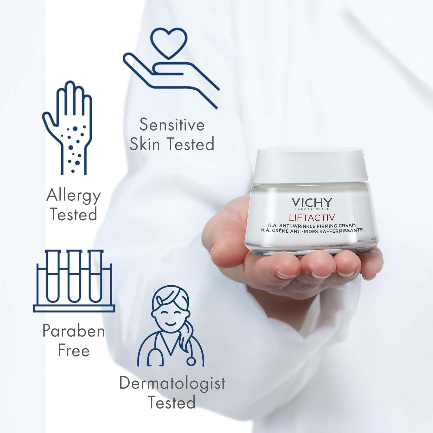 image:imageVichy LiftActiv HA AntiWrinkle Firming Cream Anti Aging Face Cream With Vitamin C amp Hyaluronic Acid Smoothing amp Firming For Wrinkles Visibly Plumps Skin amp Improves RadianceWith Light Fragrance