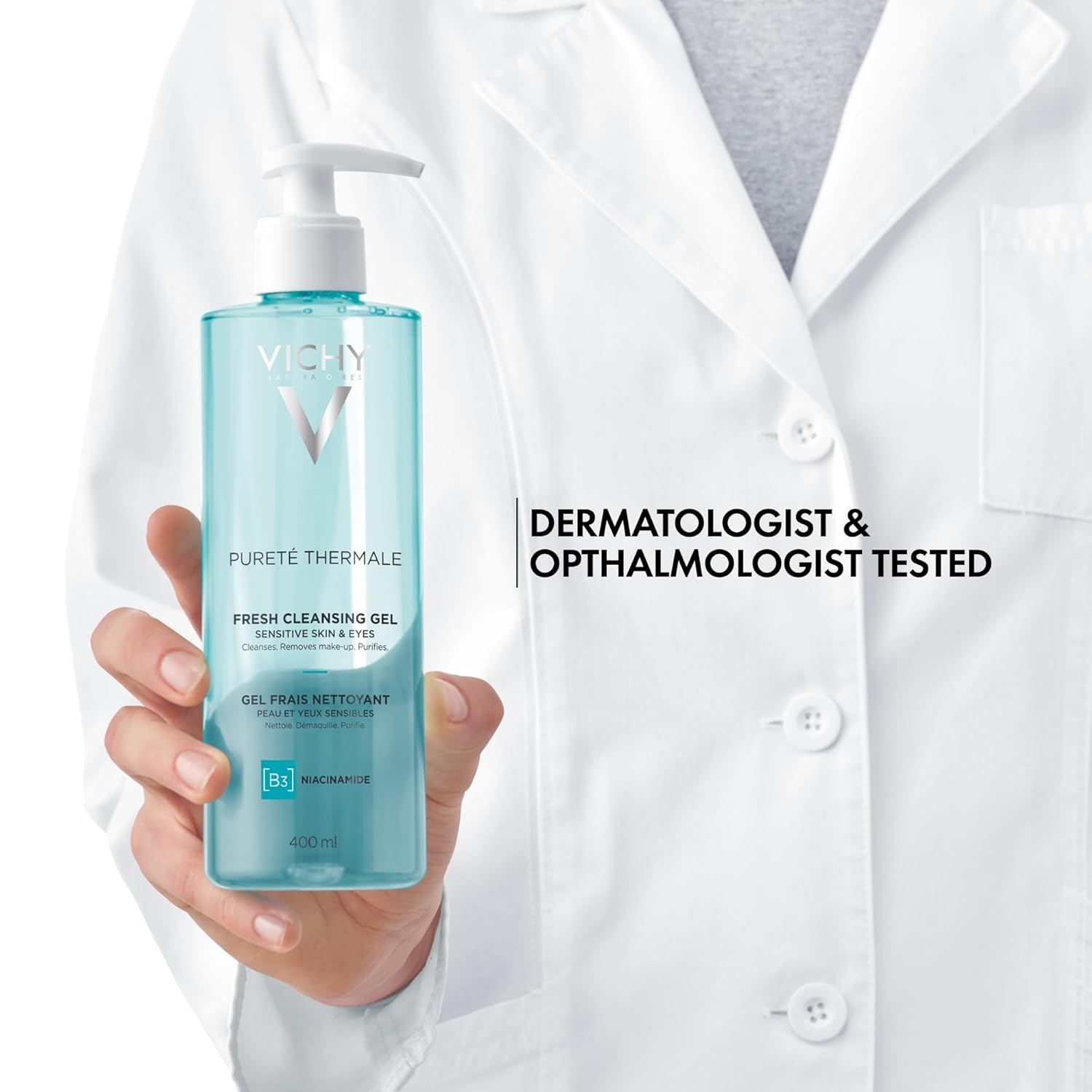 image:imageVICHY Puret Thermale Fresh Cleansing Gel Formulated With Glycerin amp Niacinamide Gentle Gel Cleanser amp Makeup Remover Removes Impurities Without Overdrying Safe For Sensitive Skin amp Eyes135 Fl Oz Pack of 1
