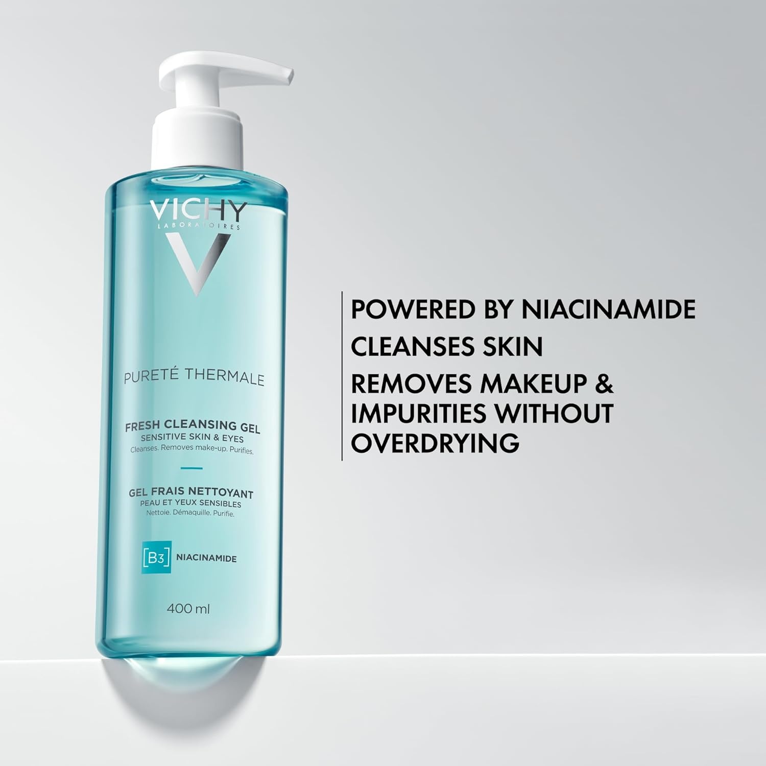 image:imageVICHY Puret Thermale Fresh Cleansing Gel Formulated With Glycerin amp Niacinamide Gentle Gel Cleanser amp Makeup Remover Removes Impurities Without Overdrying Safe For Sensitive Skin amp Eyes135 Fl Oz Pack of 1
