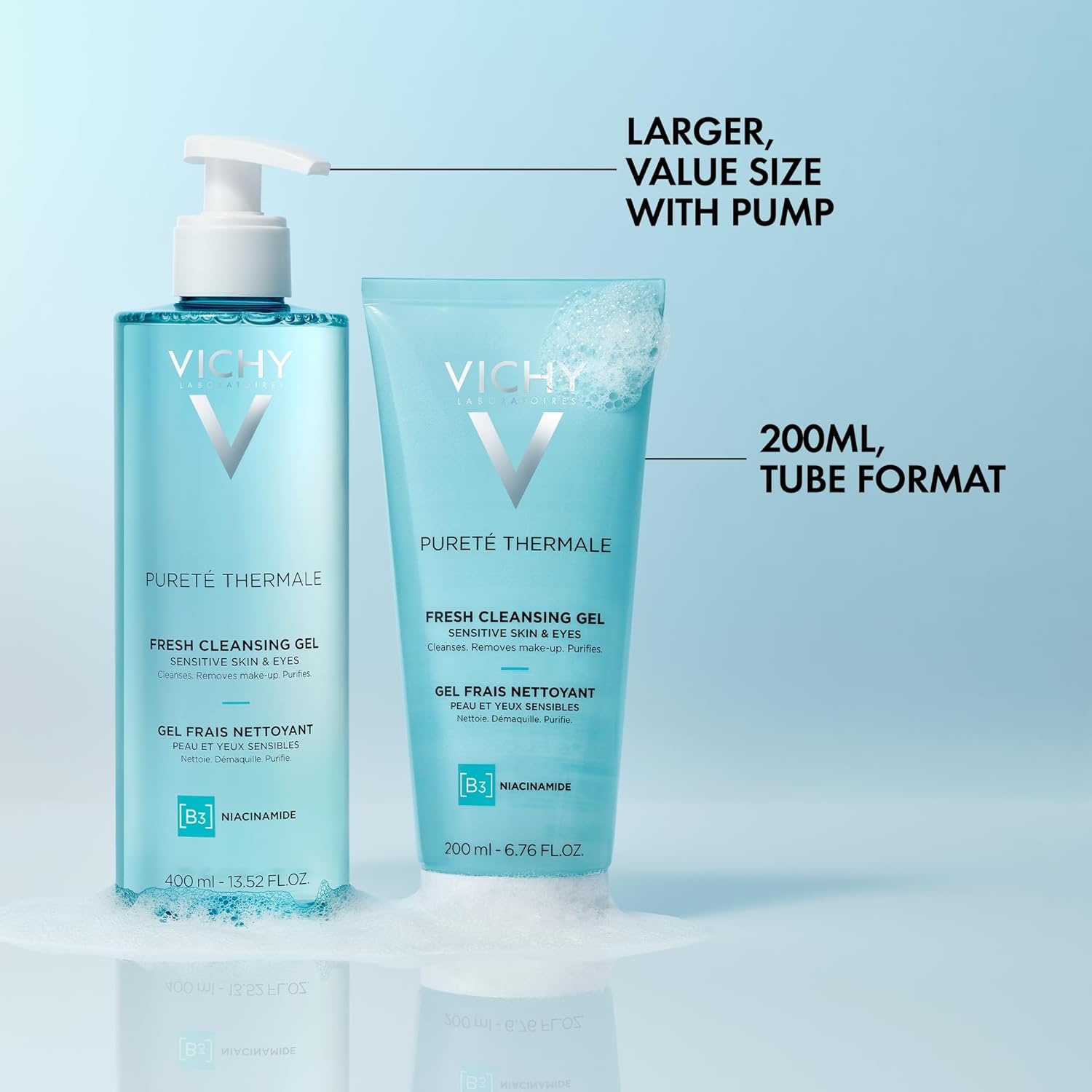 image:imageVICHY Puret Thermale Fresh Cleansing Gel Formulated With Glycerin amp Niacinamide Gentle Gel Cleanser amp Makeup Remover Removes Impurities Without Overdrying Safe For Sensitive Skin amp Eyes135 Fl Oz Pack of 1