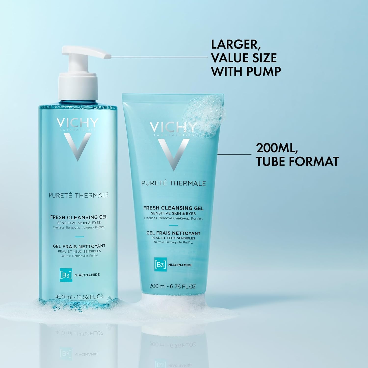 image:imageVICHY Puret Thermale Fresh Cleansing Gel Formulated With Glycerin amp Niacinamide Gentle Gel Cleanser amp Makeup Remover Removes Impurities Without Overdrying Safe For Sensitive Skin amp Eyes68 Fl Oz Pack of 1