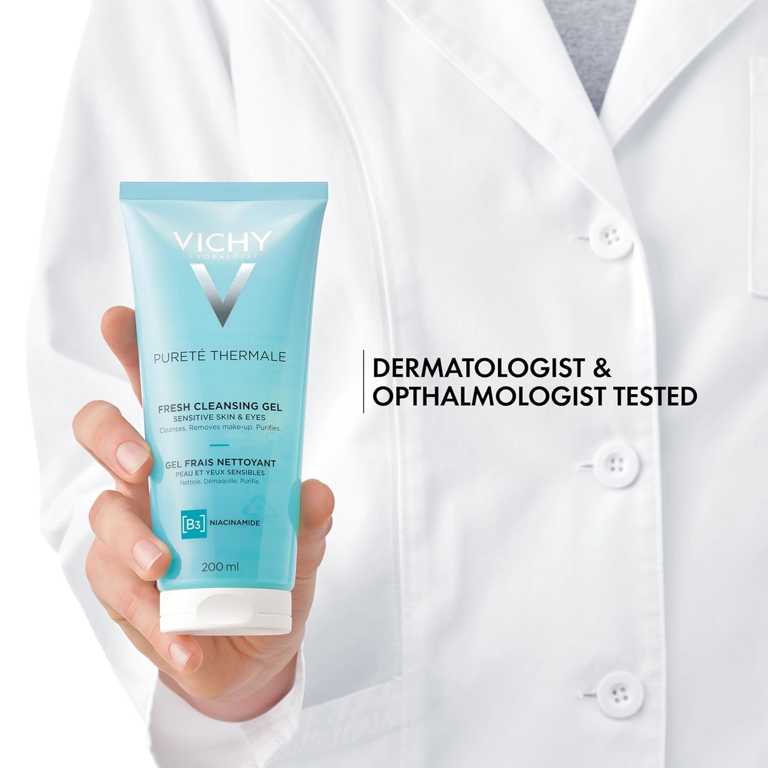 image:imageVICHY Puret Thermale Fresh Cleansing Gel Formulated With Glycerin amp Niacinamide Gentle Gel Cleanser amp Makeup Remover Removes Impurities Without Overdrying Safe For Sensitive Skin amp Eyes68 Fl Oz Pack of 1