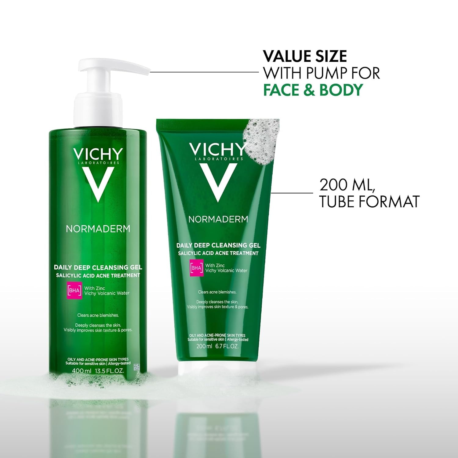 image:imageVICHY Normaderm Daily Acne Face Wash Salicylic Acid Face Cleanser for Oily amp Acne Prone Skin Acne Cleanser that Clears Clogged Pores and Blackhead1352 Fl Oz Pack of 2
