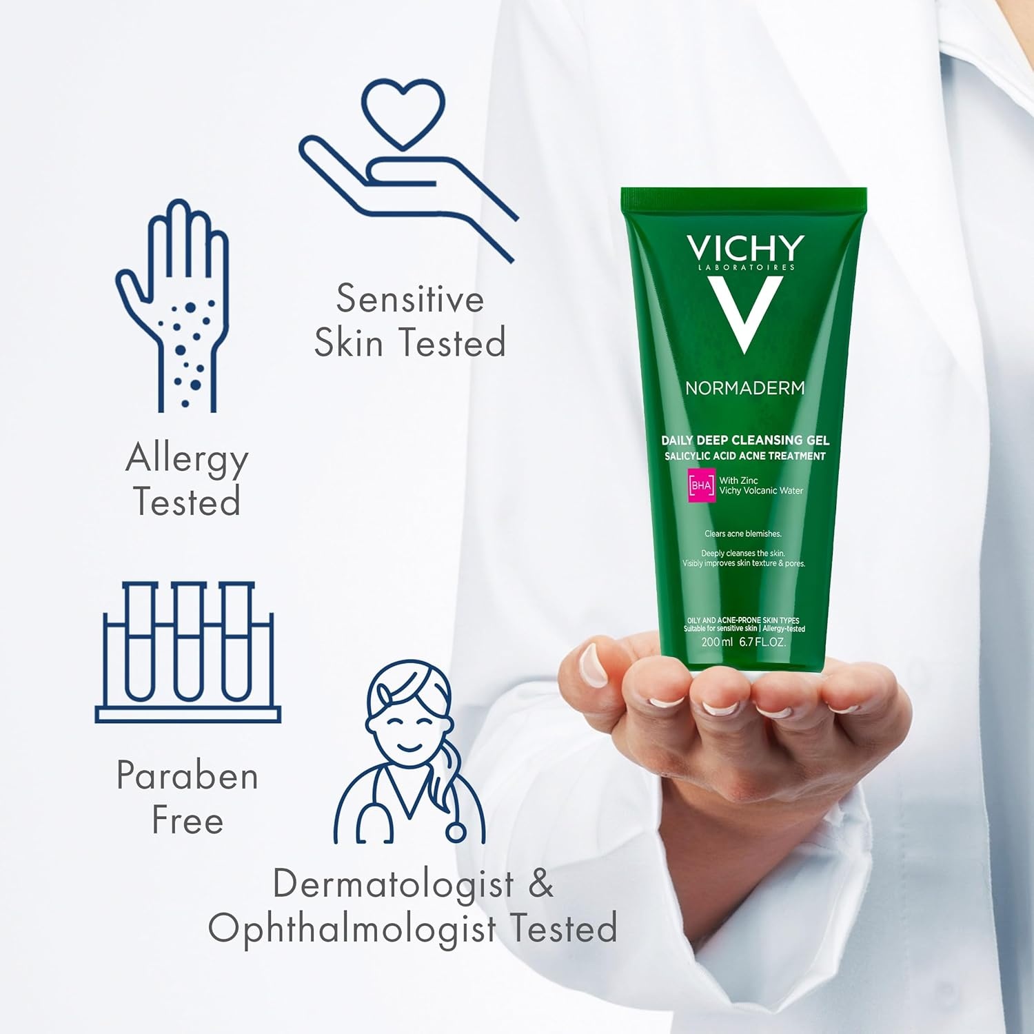 image:imageVICHY Normaderm Daily Acne Face Wash Salicylic Acid Face Cleanser for Oily amp Acne Prone Skin Acne Cleanser that Clears Clogged Pores and Blackhead676 Fl Oz Pack of 1