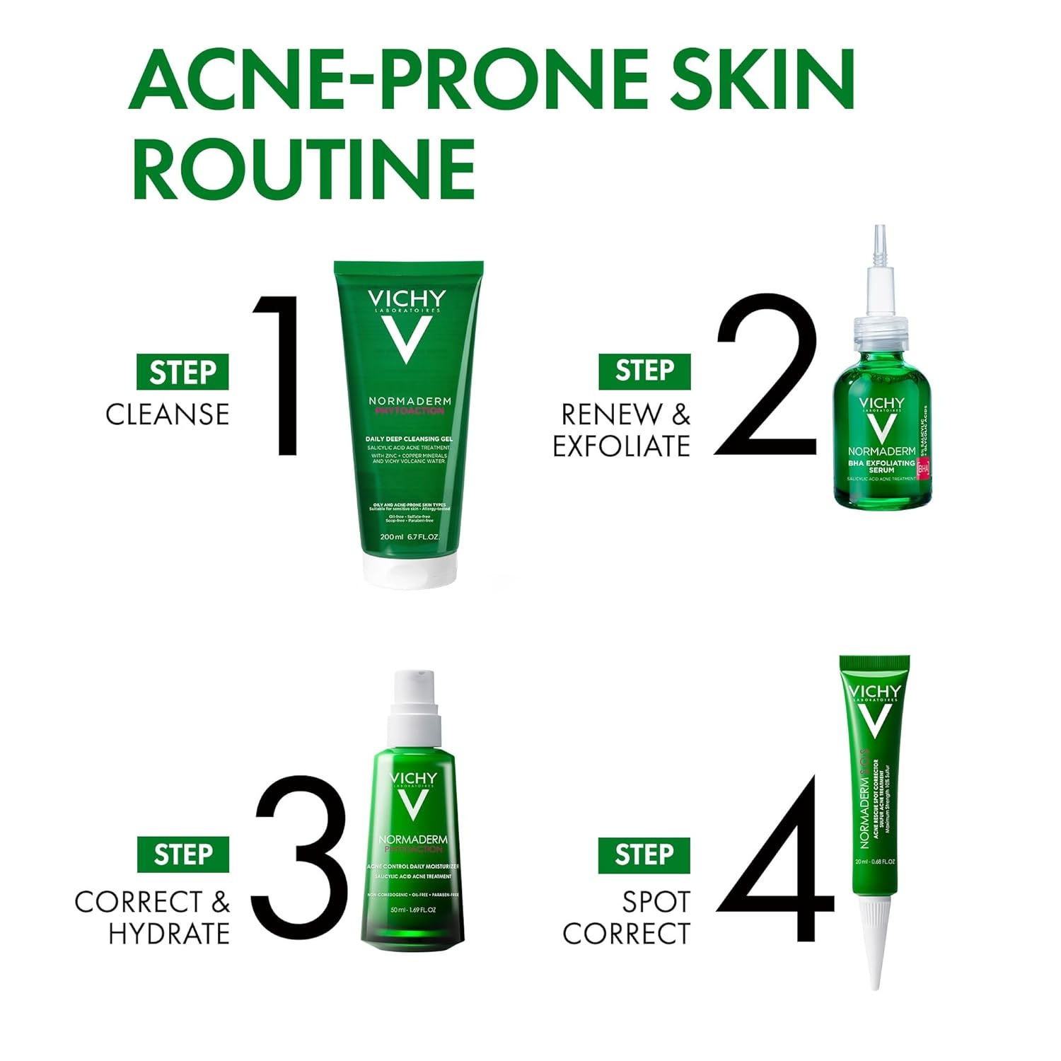 image:imageVichy Normaderm BHA Exfoliating Serum Salicylic Acid Acne Treatment for Face Formulated with 4 Glycolic Acid Gentle Face Exfoliator Clears Blackheads amp Acne Blemishes 101 Fl Oz