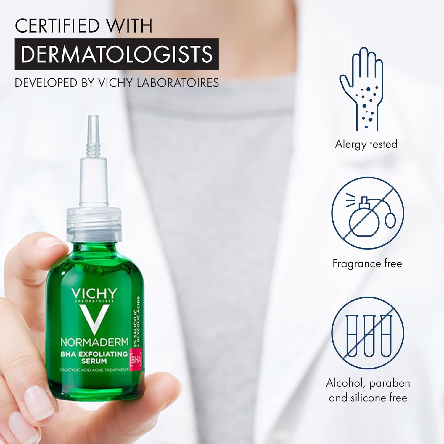 image:imageVichy Normaderm BHA Exfoliating Serum Salicylic Acid Acne Treatment for Face Formulated with 4 Glycolic Acid Gentle Face Exfoliator Clears Blackheads amp Acne Blemishes 101 Fl Oz