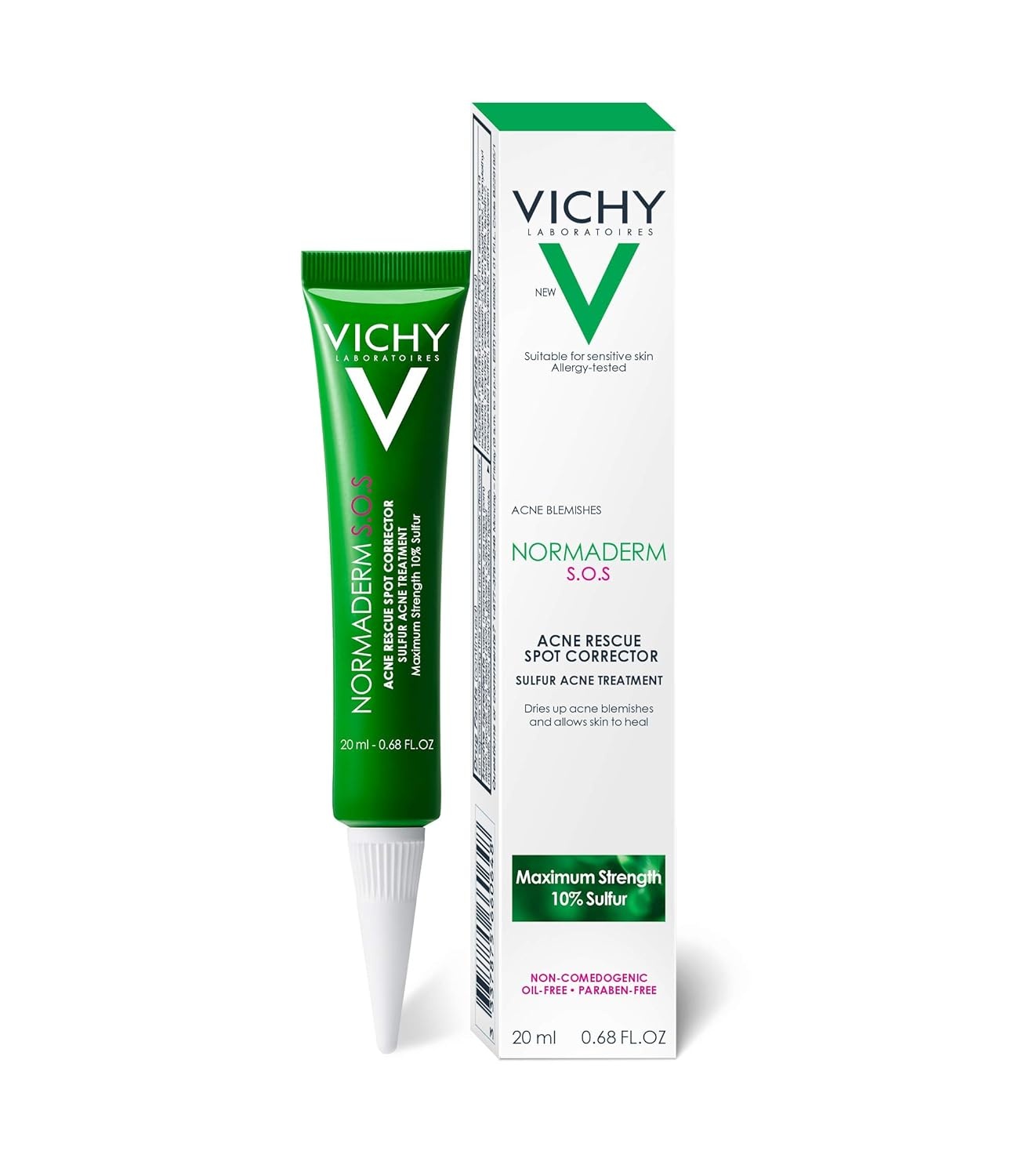 image:imageVichy Normaderm SOS Acne Rescue Spot Corrector Acne Spot Treatment for Face with 10 Sulfur Niacinamide amp Glycolic Acid Suitable for Sensitive Skin